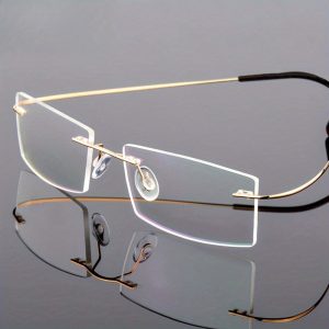 Ultra Light Titanium Super Elastic Frameless Fashionable Glasses for Men'S Business Temperament, High-Quality Decorative Glasses