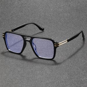 1 Pair of Men'S Metal Trim Square Frame Plain Glasses Are Suitable for All Face Shapes And Long-Term Wear, Suitable for Parties, Schools, Shopping, And Daily Use, Without Battery