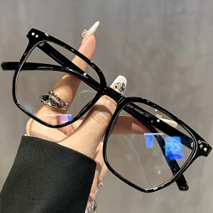 Square Frame Glasses with Transparent Lenses - Retro Fashion Decorative Eyewear, Lightweight Plastic Frame,  Unisex for Men & Women, Everyday Use